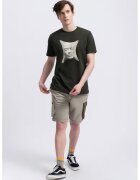 KAFT Tricou unisex cu imprimeu grafic - Kaki/Alb murdar