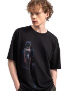 KAFT Tricou unisex de bumabc cu imprimeu - Negru/Albastru inchis