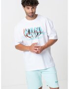 Karl Kani Tricou cu imprimeu logo - Alb/Albastru glaciar