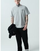 Karl Kani Tricou de bumbac cu imprimeu text si grafic pe spate - Gri cenusiu/Verde lime