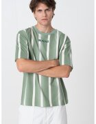 Karl Kani Tricou in dungi cu logo - Bej/Verde feriga