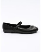 Karl Lagerfeld Balerini Mary Jane din piele cu aplicatie logo metalica - Negru