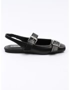 Karl Lagerfeld Balerini slingback de piele cu varf patrat - Negru