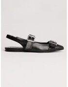 Karl Lagerfeld Balerini slingback din piele - Negru/Argintiu