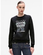 Karl Lagerfeld Bluza de trening cu decolteu la baza gatului si imprimeu - Alb/Verde/Negru