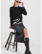 Karl Lagerfeld Bluza de trening cu decolteu la baza gatului Signature - Negru/Alb optic