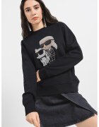 Karl Lagerfeld Bluza de trening de bumbac organic cu logo din strasuri - Negru/Argintiu
