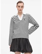 Karl Lagerfeld Bluza lejera din bumbac organic cu model in dungi - Alb/Negru