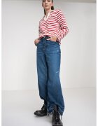 Karl Lagerfeld Bluza lejera din bumbac organic cu model in dungi - Rosu/Alb