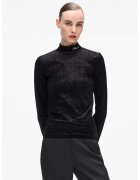 Karl Lagerfeld Bluza stralucitoare cu guler - Negru