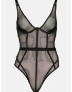 Karl Lagerfeld Body transparent cu cupe cu sustinere metalica - Negru