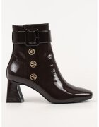 Karl Lagerfeld Botine cu toc masiv si logo - Maro cognac
