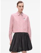 Karl Lagerfeld Camasa crop cu model in dungi - Alb/Rosu inchis