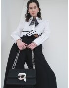 Karl Lagerfeld Camasa de bumbac organic cu model logo - Alb