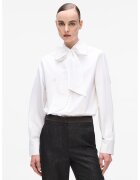 Karl Lagerfeld Camasa din bumbac organic cu model uni si decolteu cu funda din panglici - Alb optic