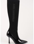 Karl Lagerfeld Cizme din piele si material textil cu toc stiletto - Negru