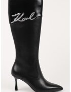 Karl Lagerfeld Cizme lungi cu toc kitten si logo - Negru