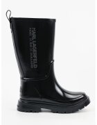 Karl Lagerfeld Cizme mid-calf cauciucate cu imprimeu logo - Negru