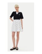 Karl Lagerfeld Fusta dama - KARL DOT AOP - alb-negru - 100% bumbac organic