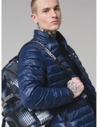 Karl Lagerfeld Geaca matlasata cu buzunare laterale - Bleumarin