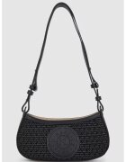 Karl Lagerfeld Geanta crossbody cu aspect crosetas si logo perforat - Negru