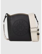 Karl Lagerfeld Geanta crossbody cu bareta logo - Alb fildes/Negru