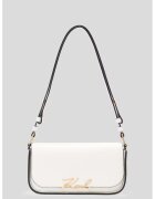 Karl Lagerfeld Geanta crossbody de piele cu aplicatie logo - Alb