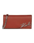 Karl Lagerfeld Geanta crossbody de piele cu bareta detasabila de lant - Rosu inchis