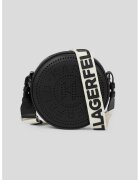 Karl Lagerfeld Geanta crossbody de piele cu detalii perforate - Alb fildes/Negru