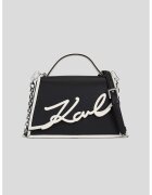 Karl Lagerfeld Geanta crossbody de piele cu logo supradimensionat - Alb/Negru