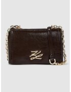 Karl Lagerfeld Geanta crossbody din piele cu logo - Maro inchis