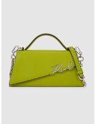 Karl Lagerfeld Geanta crossbody din piele Signature Slim - Verde electric