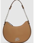 Karl Lagerfeld Geanta de piele cu bareta de umar Autograph Moon - Caramel