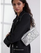 Karl Lagerfeld Geanta de piele cu bareta de umar si logo - Argintiu