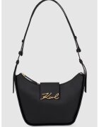 Karl Lagerfeld Geanta de piele cu bareta de umar si logo metalic - Negru