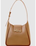 Karl Lagerfeld Geanta hobo din piele Signature - Caramel