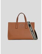 Karl Lagerfeld Geanta shopper de piele ecologica cu bareta detasabila cu logo - Negru/Maro scortisoara