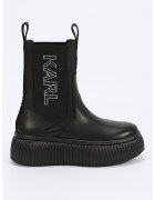 Karl Lagerfeld Ghete Chelsea flatform de piele cu logo de strasuri - Negru