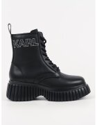 Karl Lagerfeld Ghete din piele cu decoratie logo - Negru