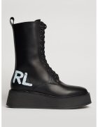 Karl Lagerfeld Ghete wedge de piele cu logo - Negru