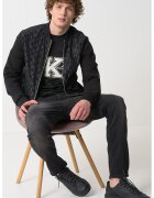 Karl Lagerfeld Jacheta bomber cu model monograma - Negru/Negru stins
