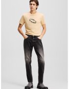 Karl Lagerfeld Jeans Blugi conici din amestec de bumbac organic cu aspect decolorat - Negru/Gri deschis