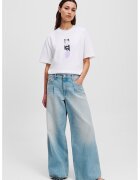 Karl Lagerfeld Jeans Blugi cu croiala ampla si aspect decolorat - Albastru deschis