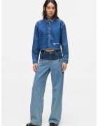 Karl Lagerfeld Jeans Blugi din amestec de bumbac organic cu detaliu contrastant - Albastru deschis