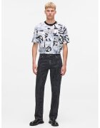 Karl Lagerfeld Jeans Blugi din bumbac organic cu model monograma - Negru/Albastru ultramarin