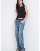 Karl Lagerfeld Jeans Blugi drepti cu talie inalta - Albastru