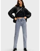 Karl Lagerfeld Jeans Blugi drepti cu talie inalta - Gri