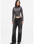 Karl Lagerfeld Jeans Blugi evazati cu detaliu decupat si talie inalta - Negru