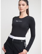 Karl Lagerfeld Jeans Body din amestec de bumbac organic cu imprimeu logo - Negru