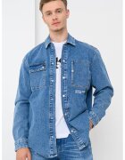 Karl Lagerfeld Jeans Camasa de denim cu buzunare pe piept - Albastru